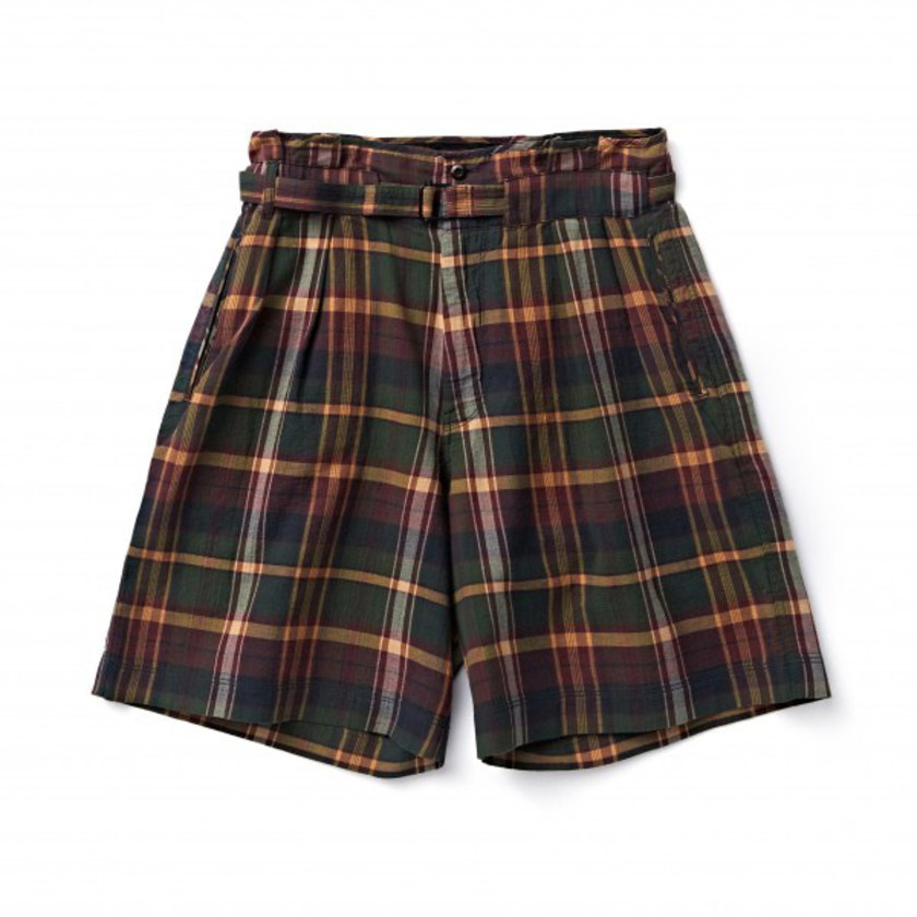 20SS EASTLOGUE TROPICAL WIDE SHORTS OLIVE MULTI CHECK