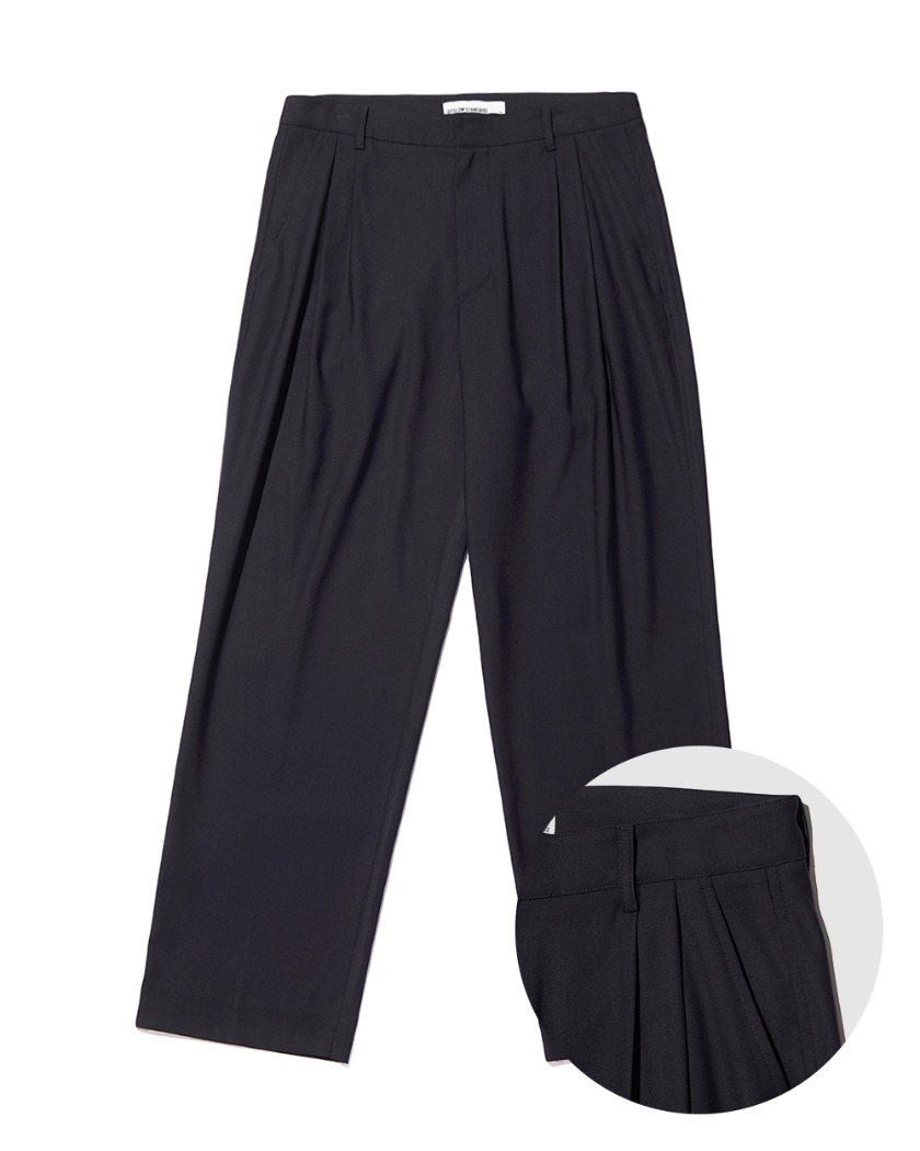 22SS LAYERED TWO TUCK PANTS BLACK