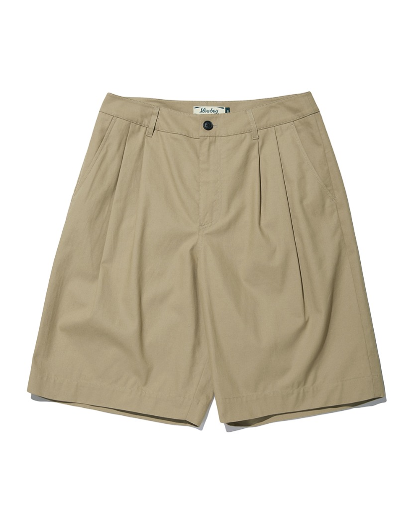22SS WIDE FIT THREE TUCK CHINO SHORTS BEIGE