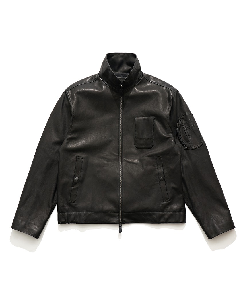 23SS EASTLOGUE FRENCH AIRFORCE LEATHER JACKET BLACK