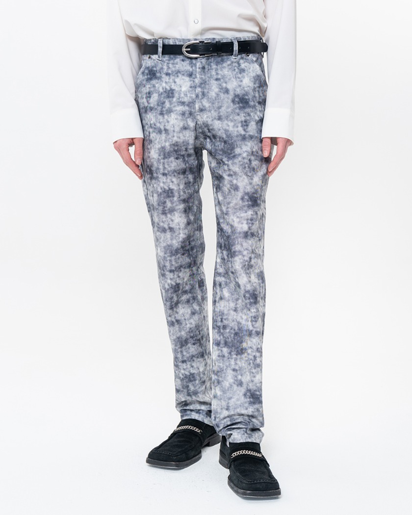22SS PRINTED LEATHER PANTS LIGHT GREY